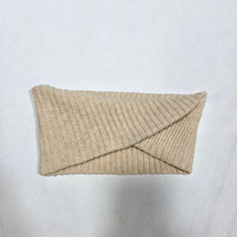 Universal Thread Headband Women OS Beige Ribbed Knit Twist Front Ear Warmer Cozy